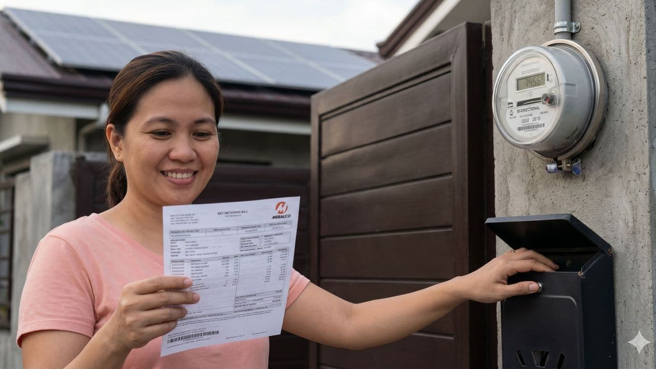 Meralco electricity bill highlighting solar export credits.